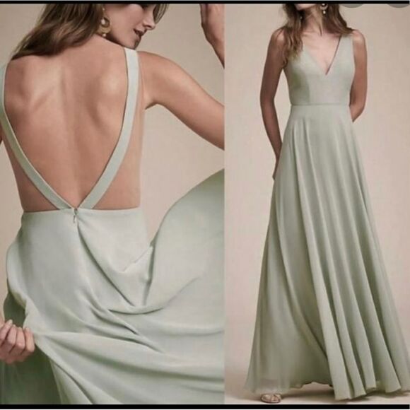 BHLDN Colby Maxi Dress Gown by Jenny Yoo Mint Size 4 - Picture 1 of 12